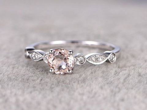 Pink Silver Diamond Ring
